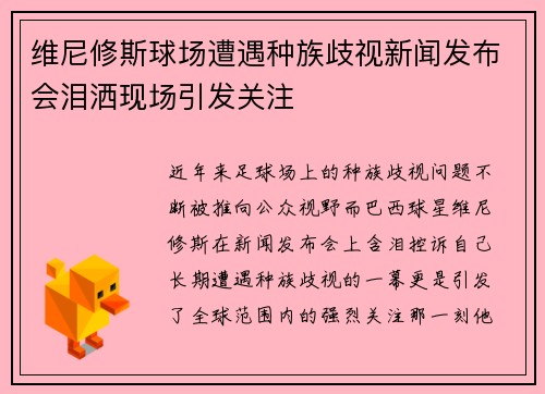 维尼修斯球场遭遇种族歧视新闻发布会泪洒现场引发关注 维尼修斯球场遭遇种族歧视新闻发布会泪洒现场引发关注